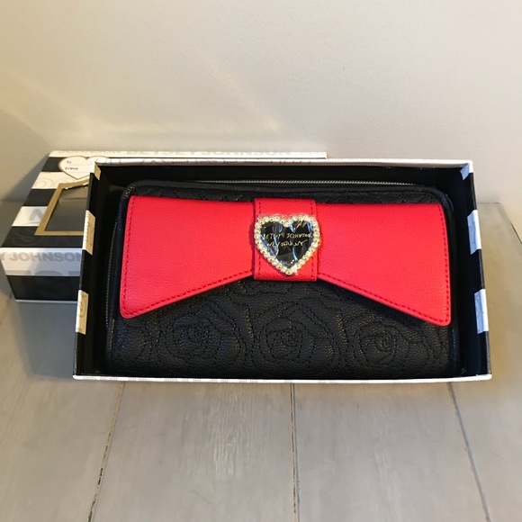 Betsey Johnson Handbags - Betsey Johnson Wallet - Black & Red, Bow, Floral